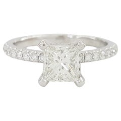 1.01 ct Platinum Ideal Princess Cut Diamond Pave Hidden Halo Engagement Ring