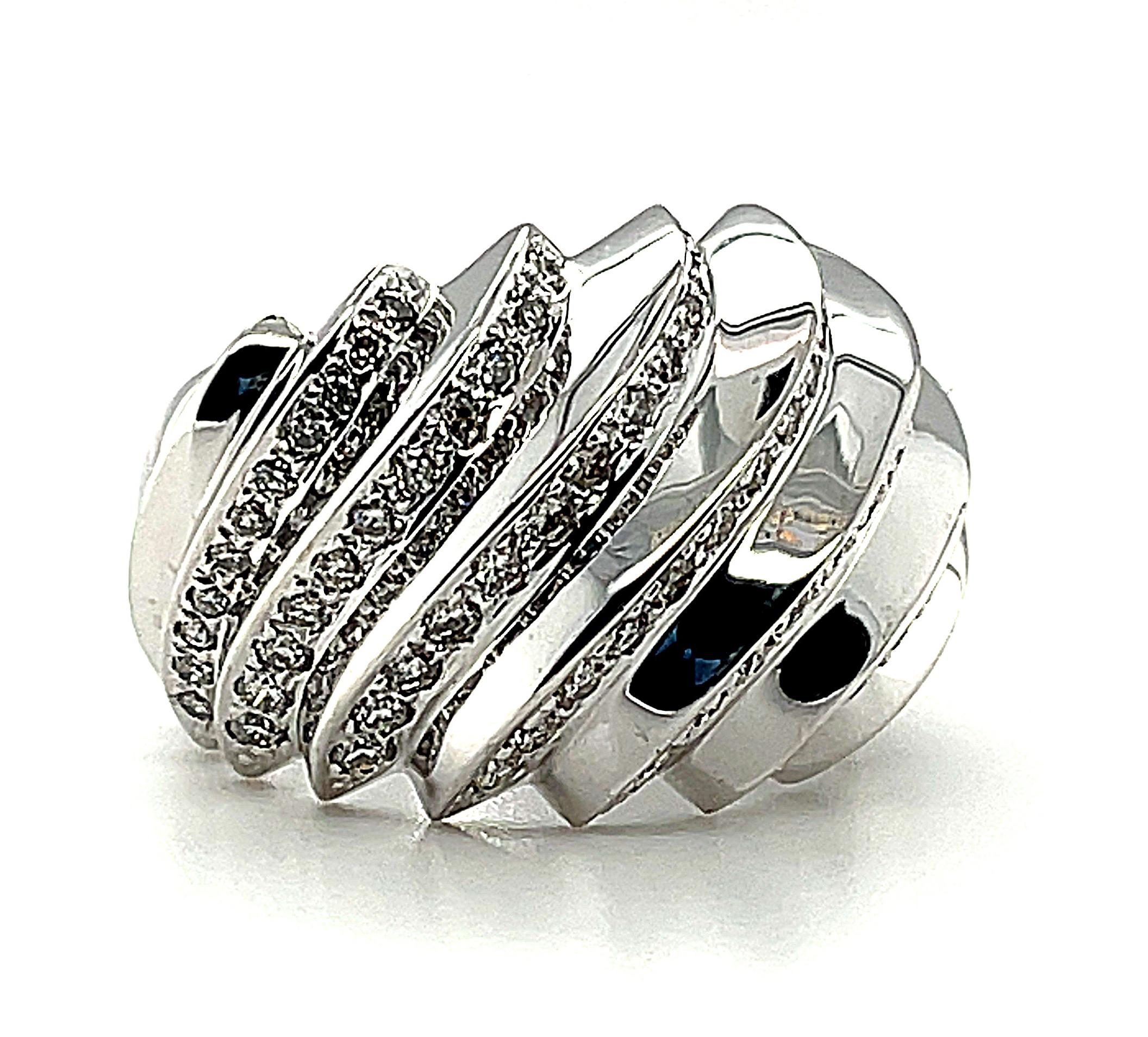 Artisan Art Deco Inspired Diamond Band Ring, 1.31 Carat Total For Sale