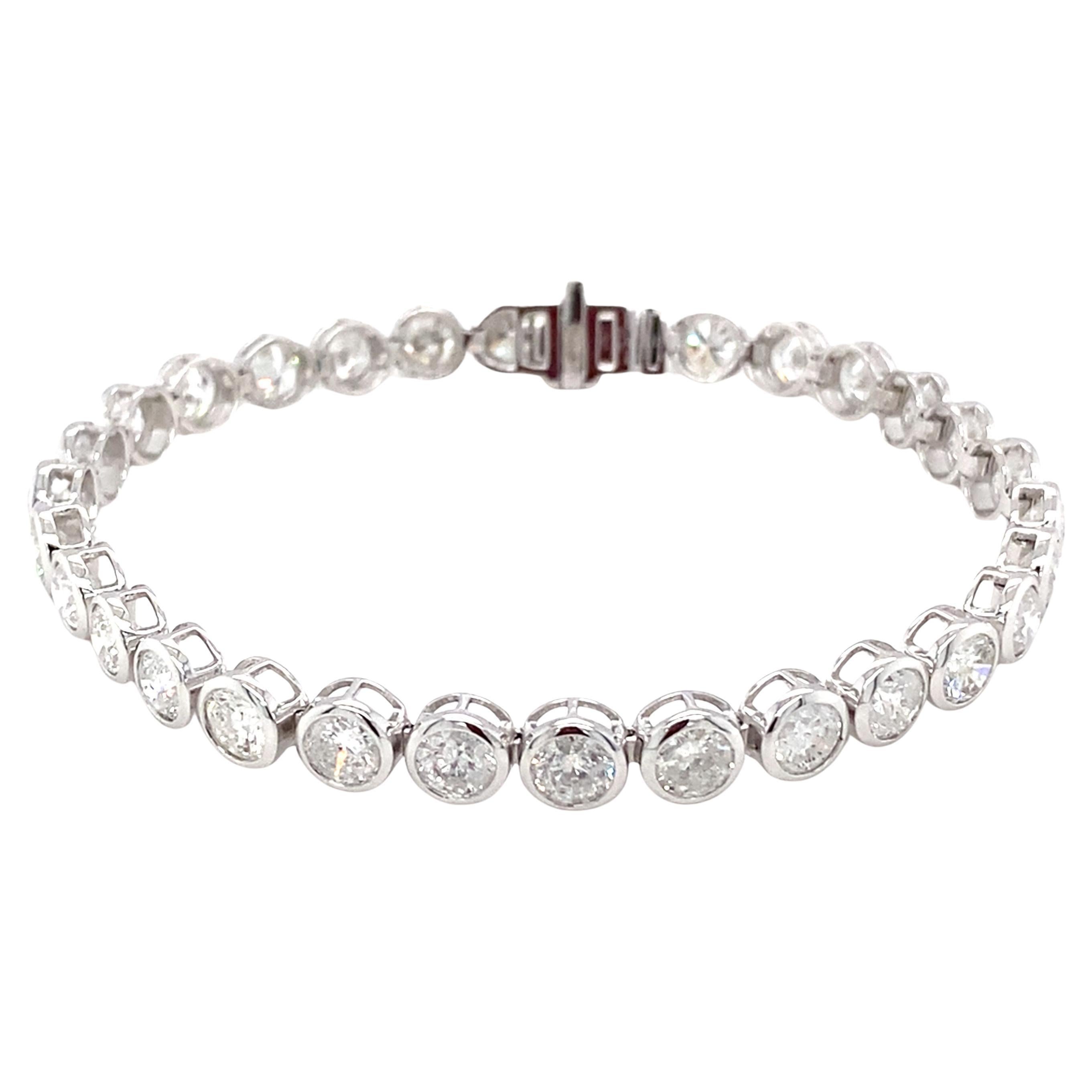Bracciale tennis in platino con diamanti taglio brillante da 13,10 carati