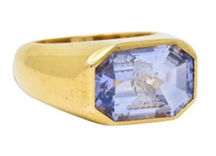 13.10 Carat Color-Change No Heat Sapphire Intaglio 22 Karat Gold Signet Ring