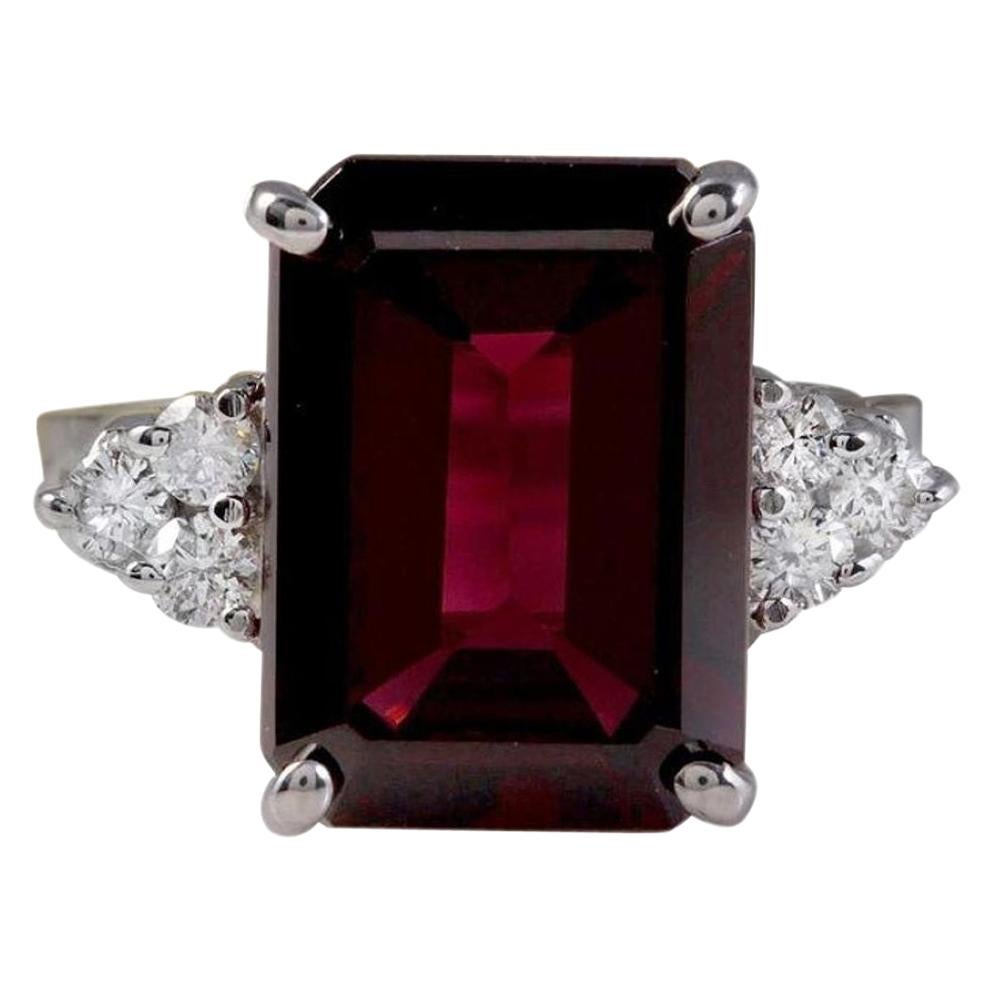 13.10 Carat Impressive Natural Red Ruby and Diamond 14 Karat White Gold Ring