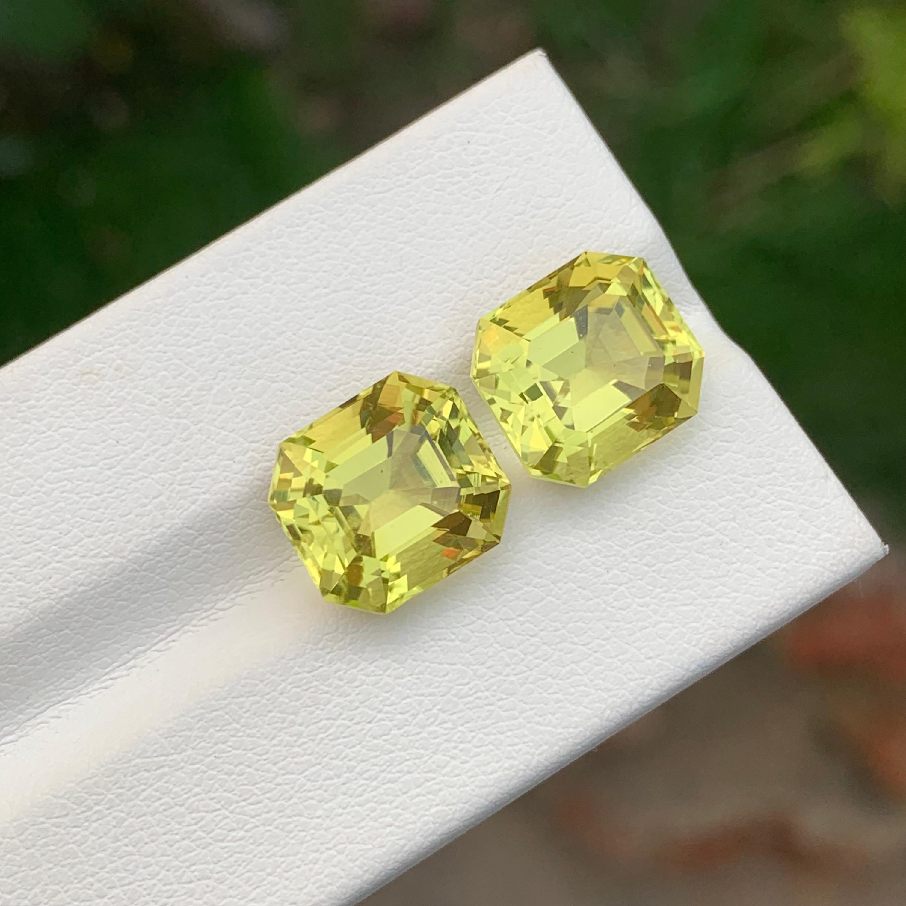 13,10 Karat natürlicher loser Zitronenquarz Paar perfekte quadratische Form für Ohrringe im Zustand „Neu“ im Angebot in Peshawar, PK
