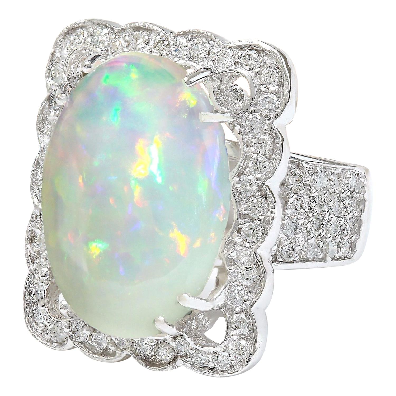 13.10 Carat  Opal 18K Solid White Gold Diamond Ring
Item Type: Ring
Item Style: Cocktail
Material: 18K White Gold
Mainstone: Opal
Stone Color: Multicolor
Stone Weight: 11.10 Carat
Stone Shape: Oval
Stone Quantity: 1
Stone Dimensions: 22.20x16.30