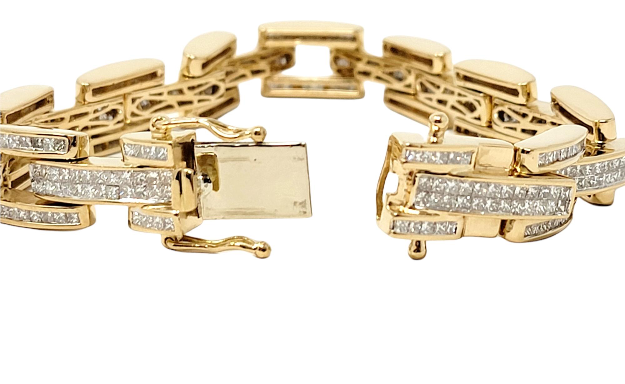 Bracciale da uomo A Link con diamanti principeschi da 13,10 carati totali in oro 18 carati in vendita 5