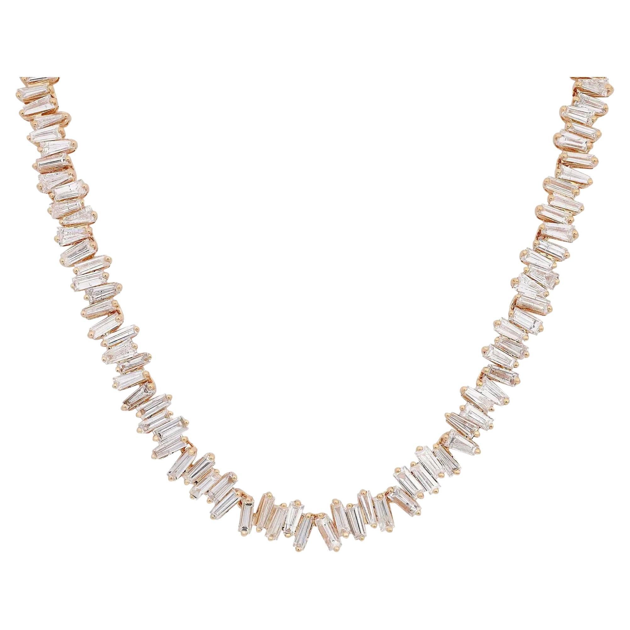 Statement-Halskette aus 18 Karat Gelbgold mit 13,10 Karat Gesamtkaratgewicht Diamant im Baguetteschliff