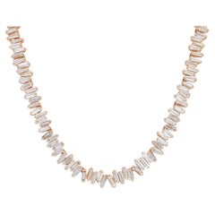 Statement-Halskette aus 18 Karat Gelbgold mit 13,10 Karat Gesamtkaratgewicht Diamant im Baguetteschliff