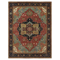 13'10 "x18'1" Rosso Antico Annodato a Mano Fine Heris Re-Creation Tappeto in Lana Morbida