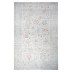 13'10 "x19'2" Beige Afghan Angora Oushak Wolle Handgeknüpft Orientteppich