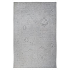 13'10 "x19'5" Tapis oriental Cloud Gray Wool Foundation Oversized Angora Oushak