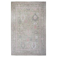 13
10 "x19
8" Verde Afgano Angora Oushak Morbida Lana Annodata a Mano Tappeto Sovradimensionato