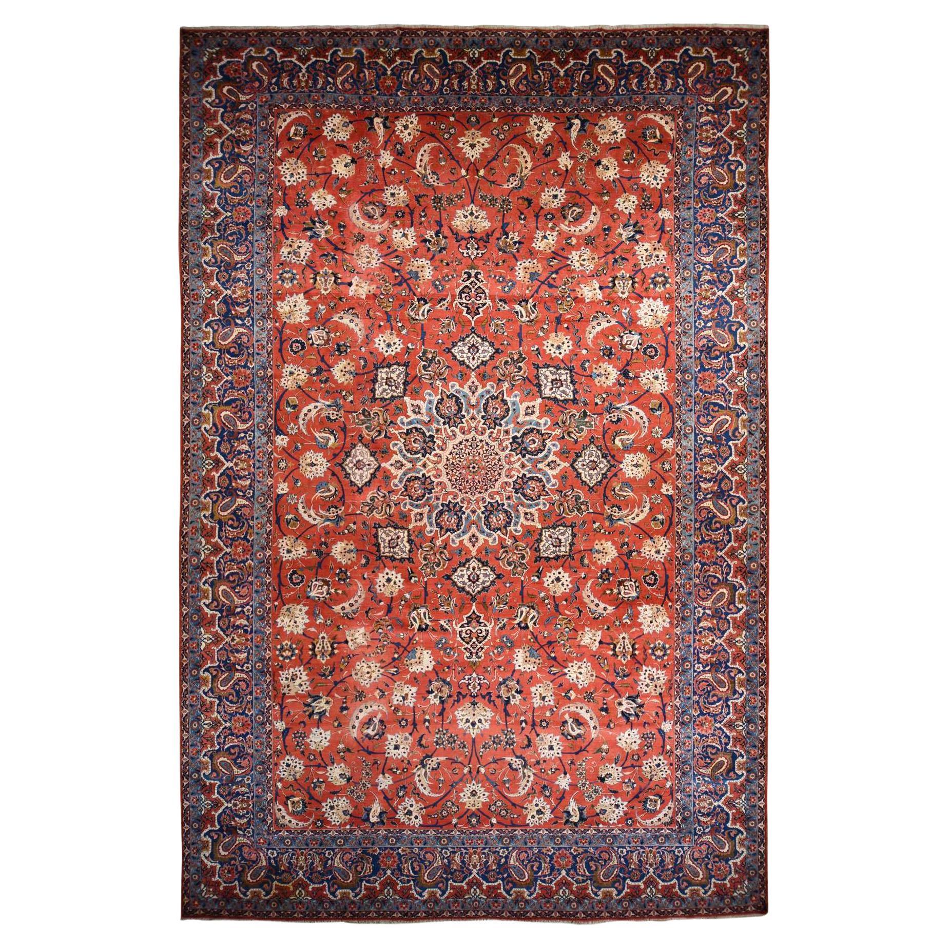13'10 "x21'10" Rot Altpersisch Isfahan Classic Medaillon Wolle Handgeknüpft Teppich