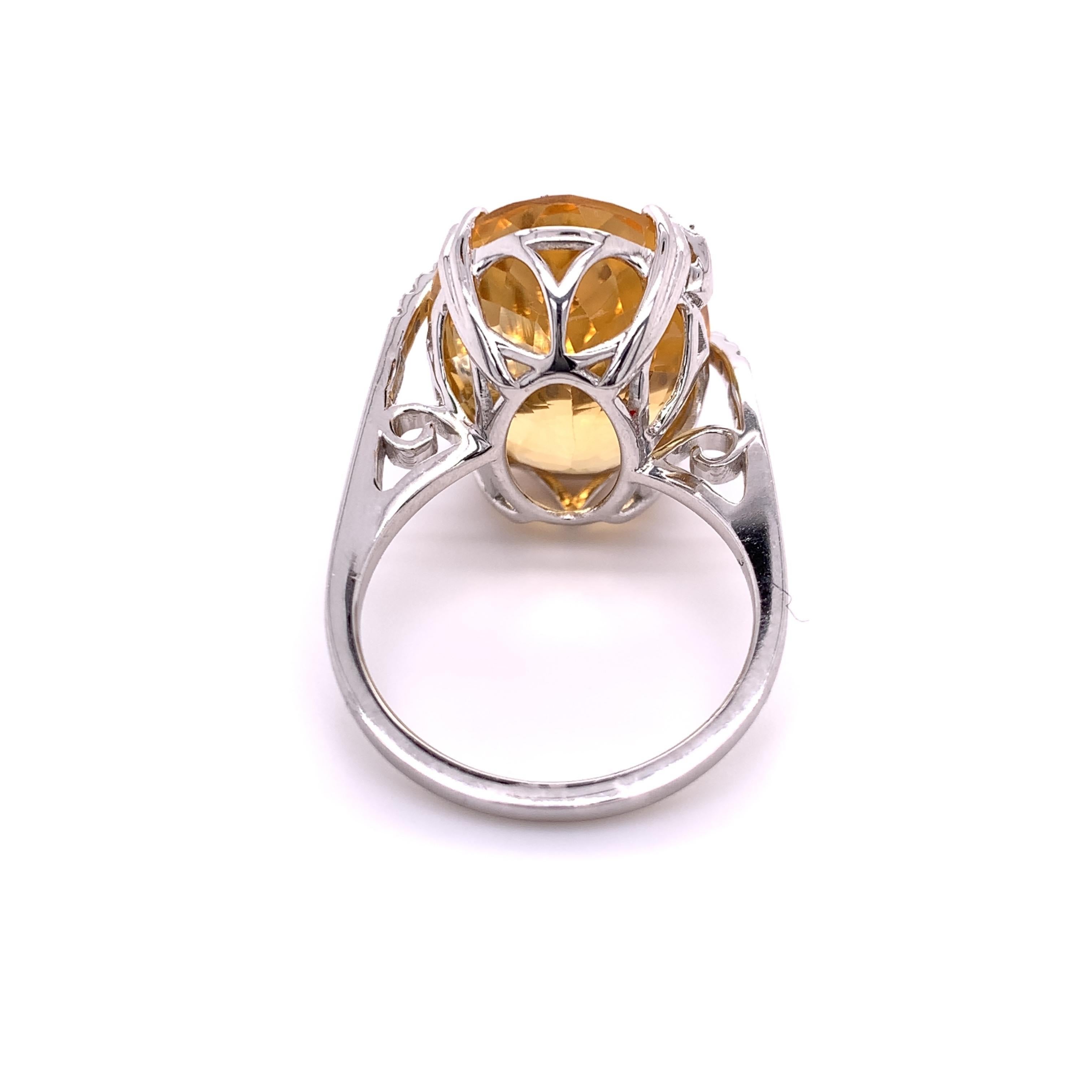 Contemporary 13.11 Carat Citrine Cocktail Ring
