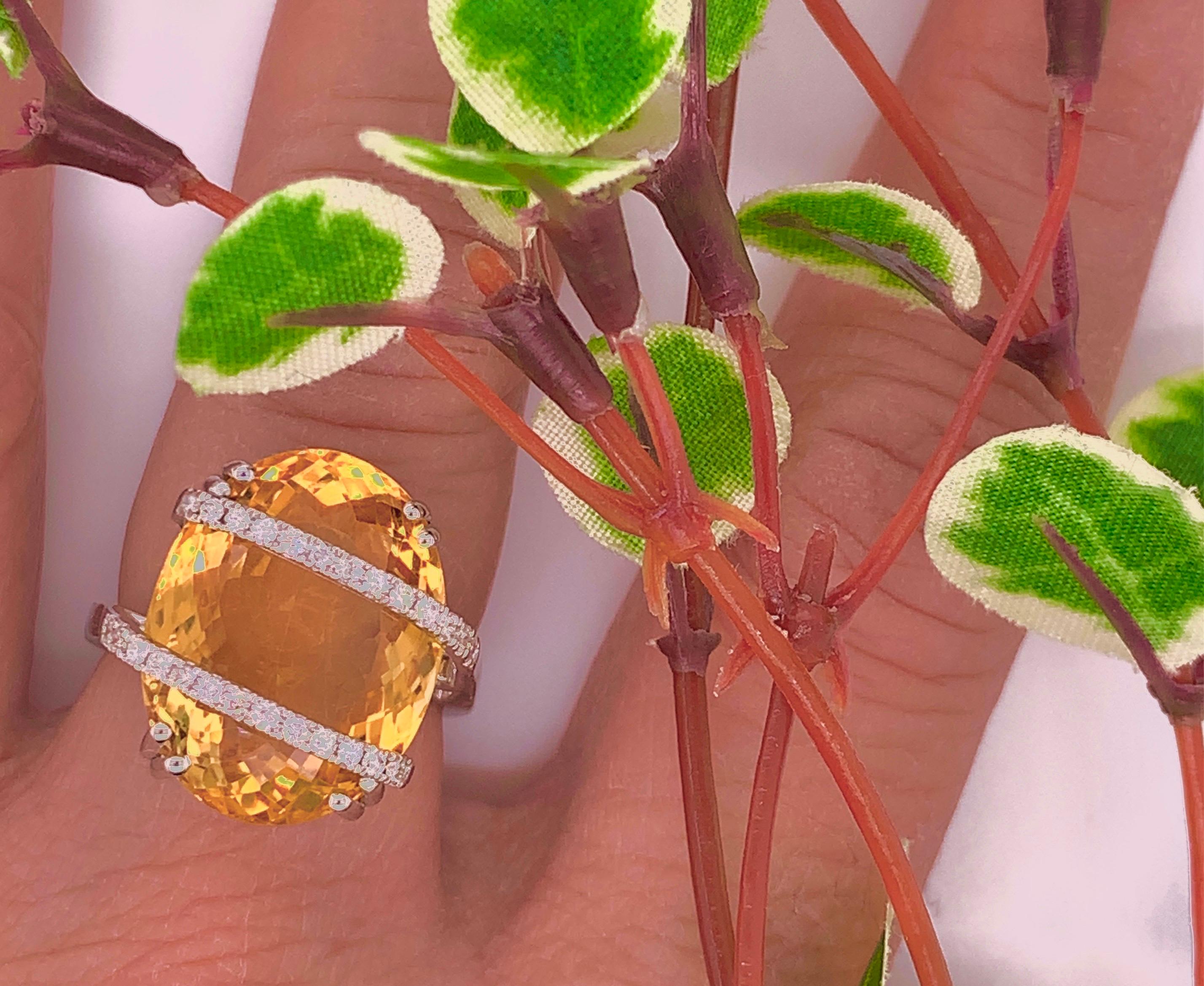 Oval Cut 13.11 Carat Citrine Cocktail Ring