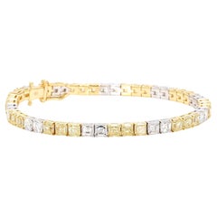 13,11 Karat Ausgefallenes Asscher Alternating-Armband aus 18 Karat Gold mit gelben und weißen Fancy-Diamanten
