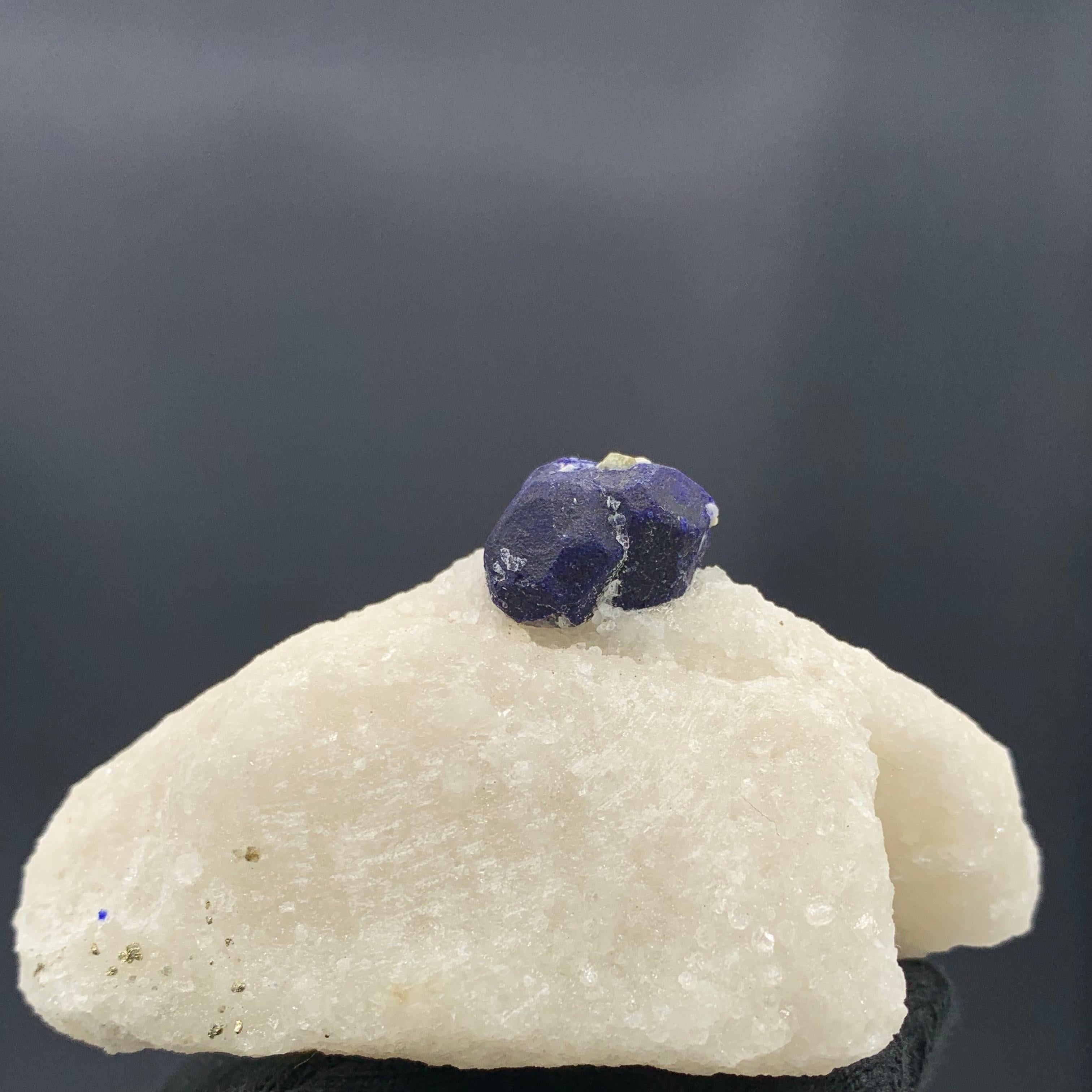 Adam Style 131.15 Gram Glamorous Isolated Lazurite Specimen On Creamy White Calcite Matrix For Sale