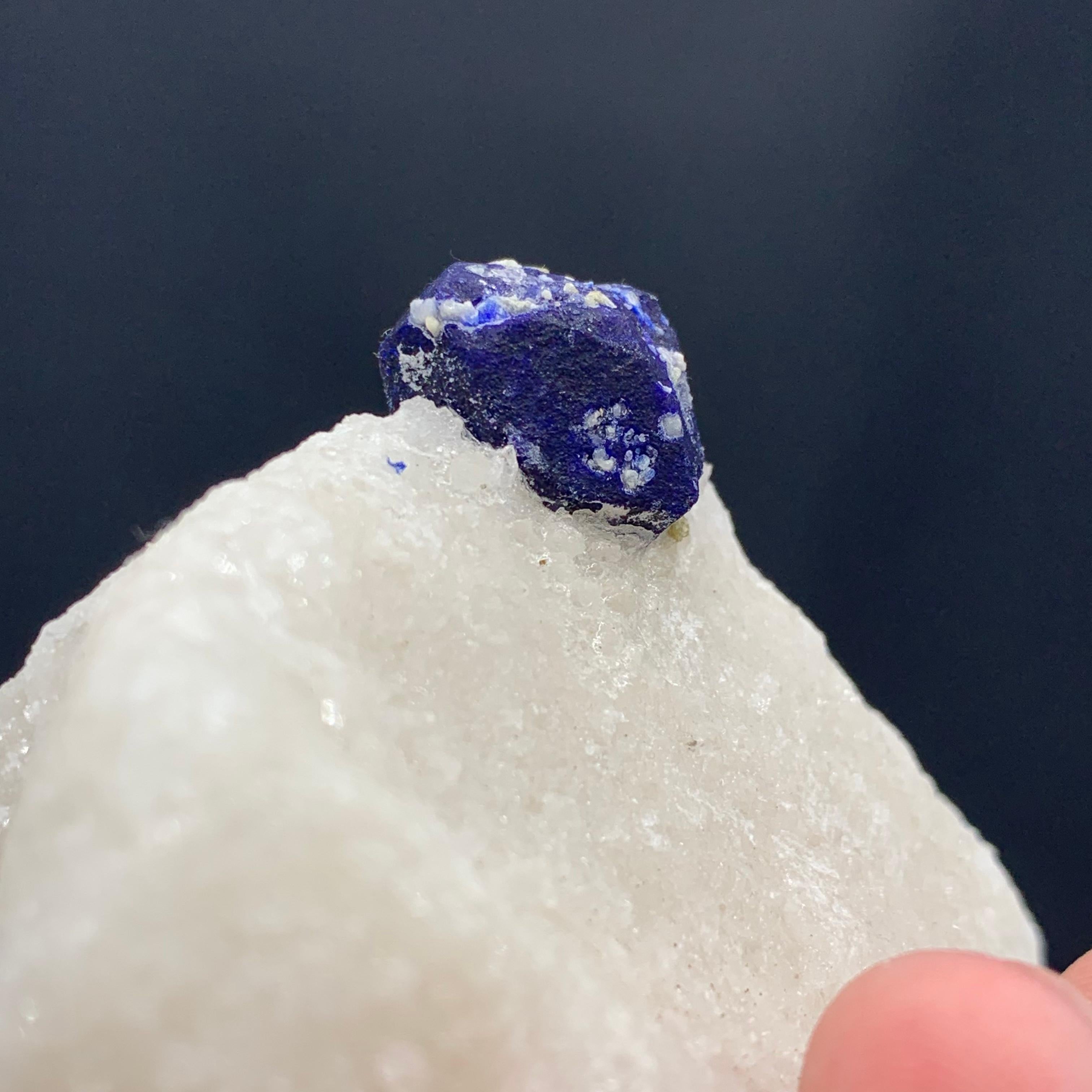 18th Century and Earlier 131.15 Gram Glamorous Isolated Lazurite Specimen On Creamy White Calcite Matrix For Sale