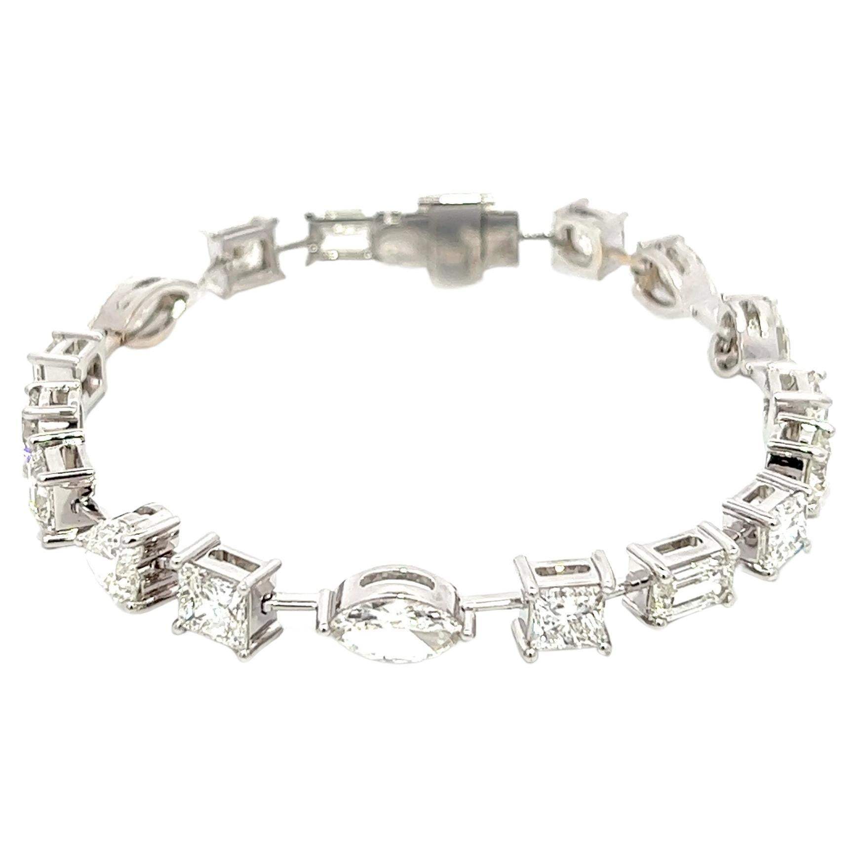 13,11CT Gesamtgewicht natürliche Diamanten Multi Form Armband GIA zertifiziert.