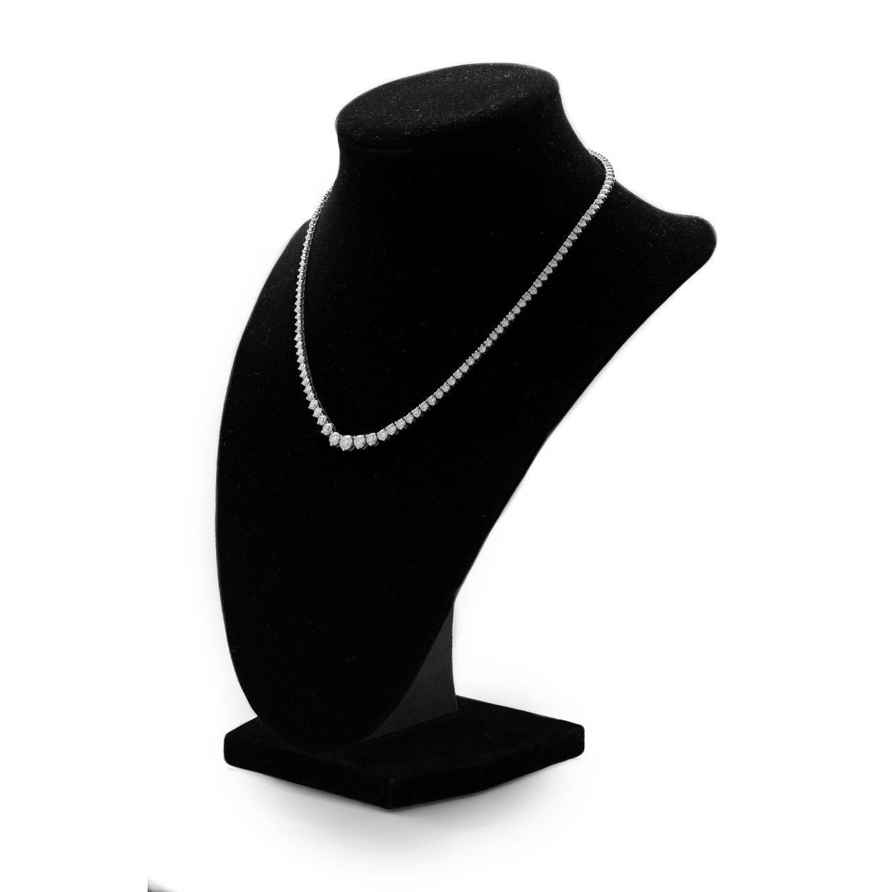 Modern 13.12 carat Elegant Graduated Diamond Tennis Necklace Platinum For Sale