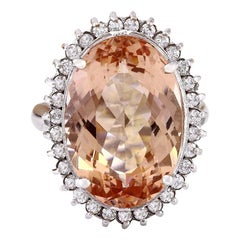 Natural Morganite Diamond Ring In 14 Karat Solid White Gold 