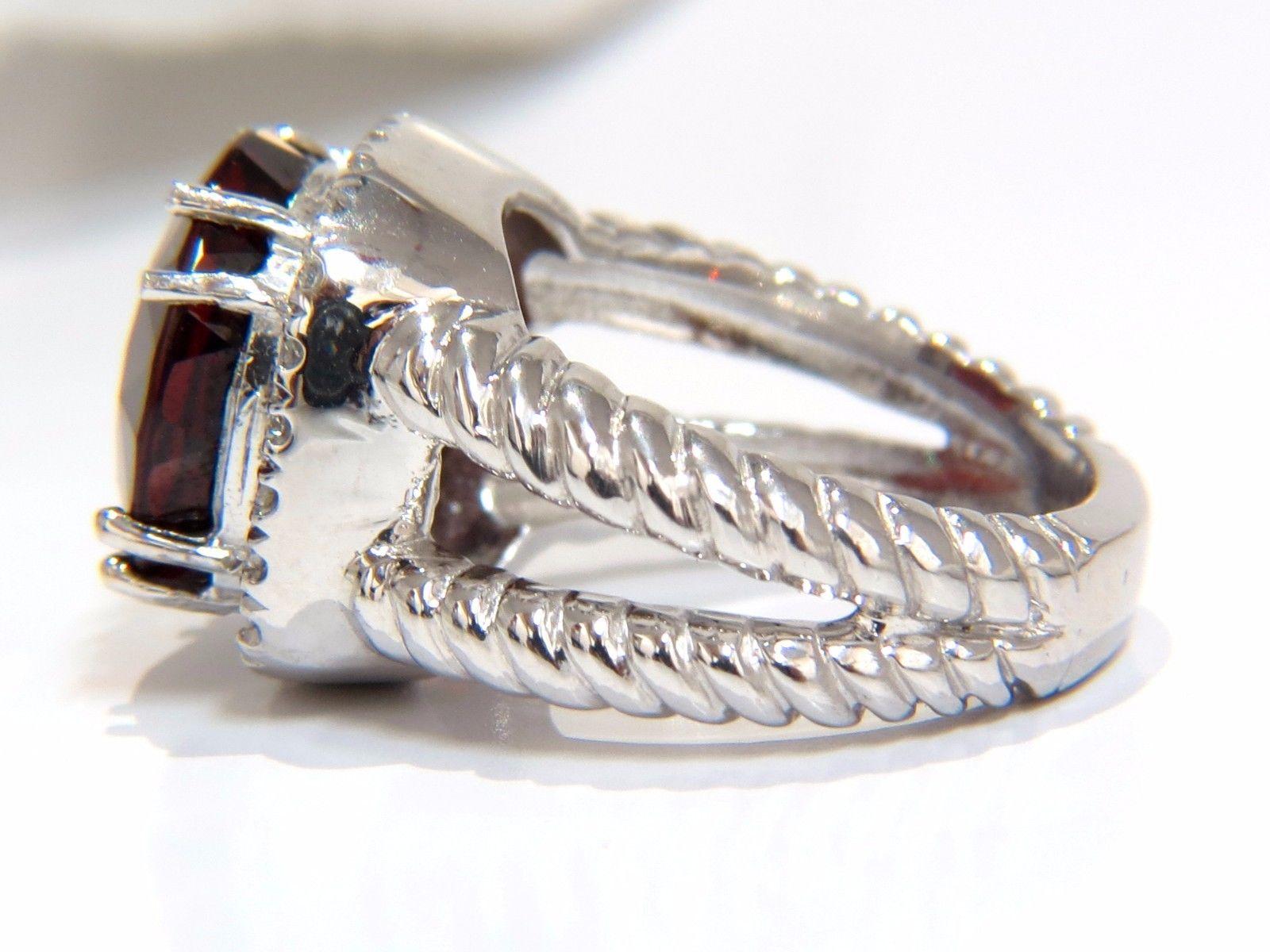 Women's or Men's 13.12CT Natural Spessartite Garnet Diamonds Ring Vivid Red 14KT Rope Twist