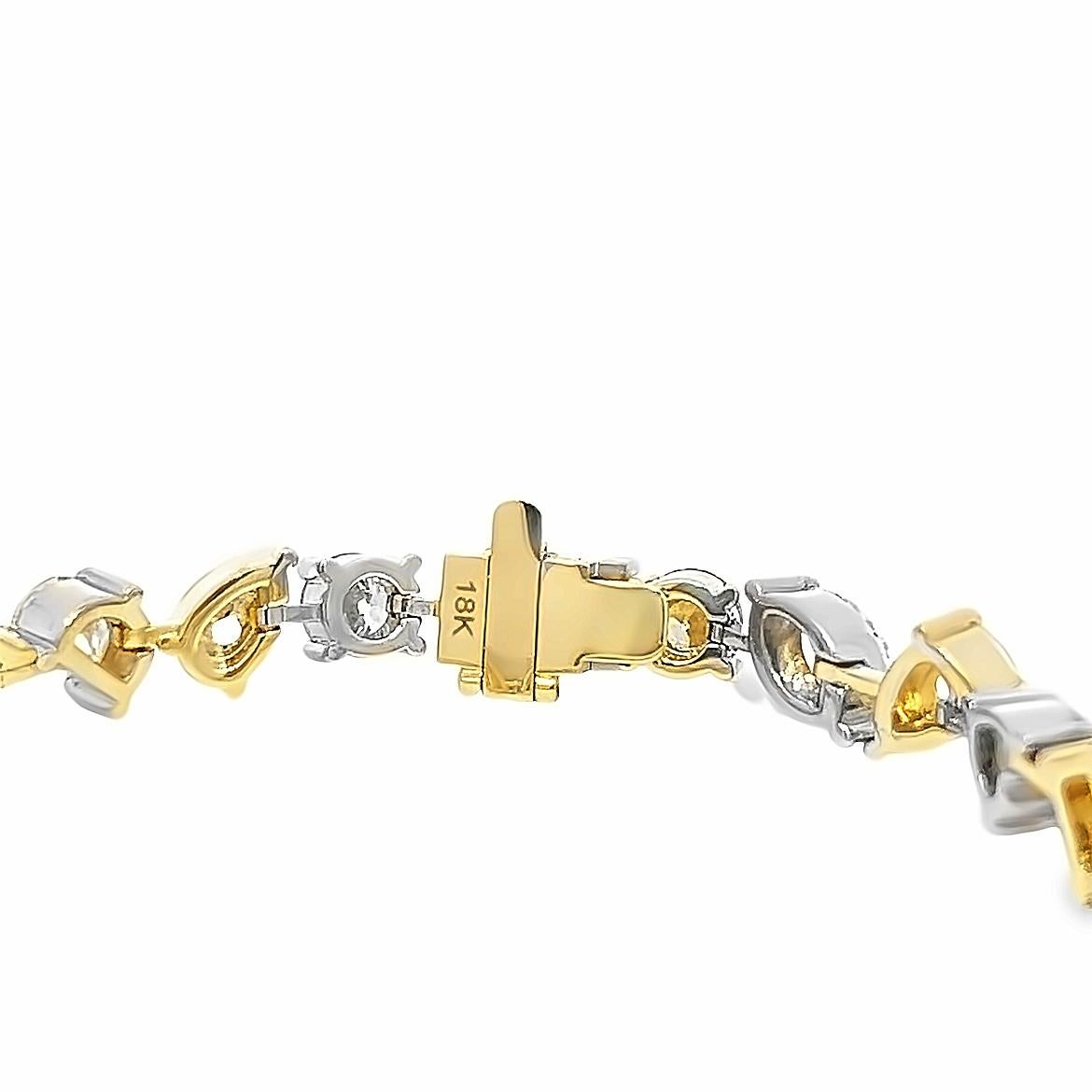 13.12CT Total weight  Natural Multi-shape Diamond Bracelet, Set in 18KY/W Gold In New Condition For Sale In New York, NY