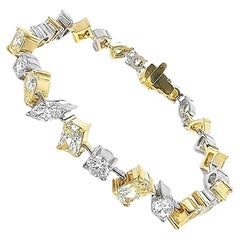 13.12CT Total weight  Natural Multi-shape Diamond Bracelet, Set in 18KY/W Gold