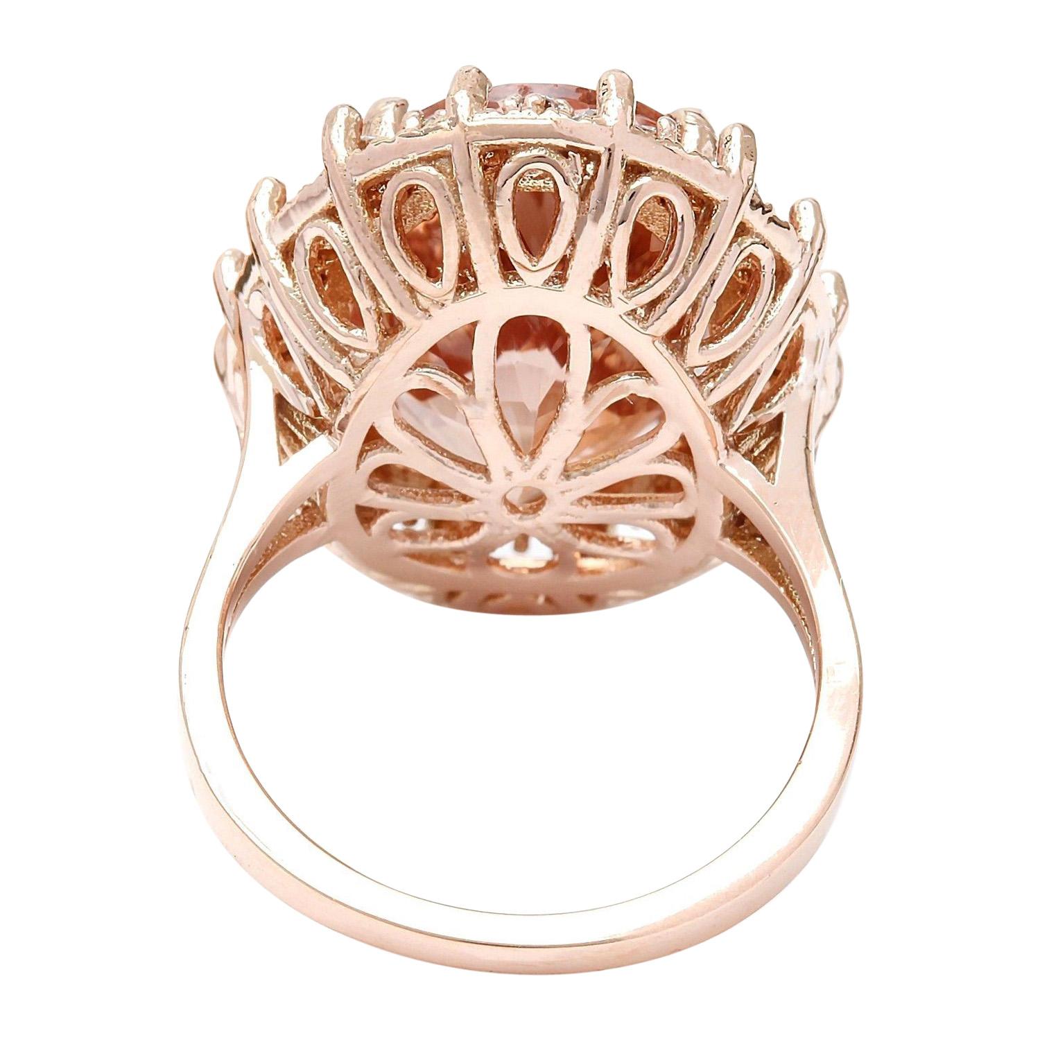 Oval Cut Natural Morganite Diamond Ring In 14 Karat Solid Rose Gold For Sale