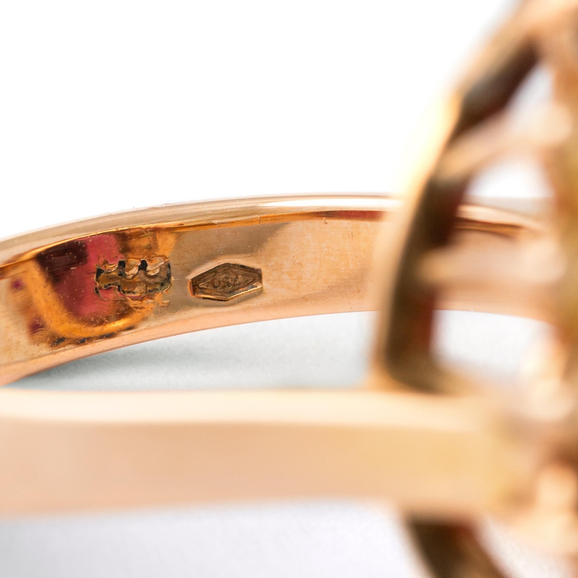 Anello in oro rosa 18 carati con tormalina rosa e zaffiro da 13,15 carati in vendita 1