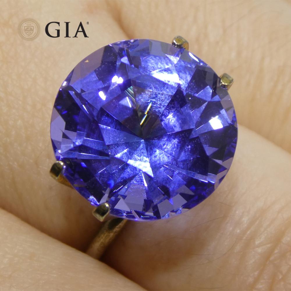 Brilliant Cut 13.17ct Round Violet-Blue Tanzanite GIA Certified Tanzania   For Sale