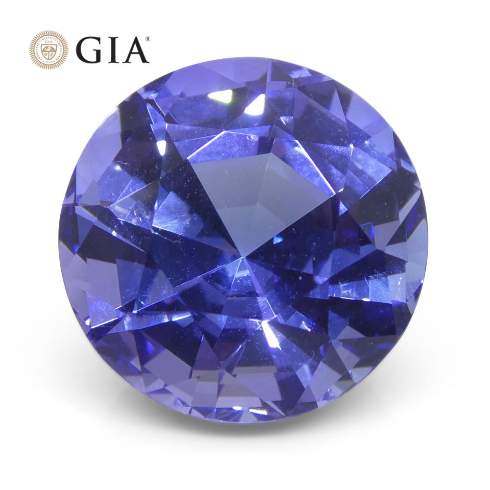 Women's or Men's 13.17ct Round Violet-Blue Tanzanite GIA Certified Tanzania   For Sale