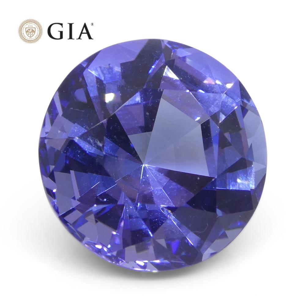 Women's or Men's 13.17ct Round Violet-Blue Tanzanite GIA Certified Tanzania For Sale