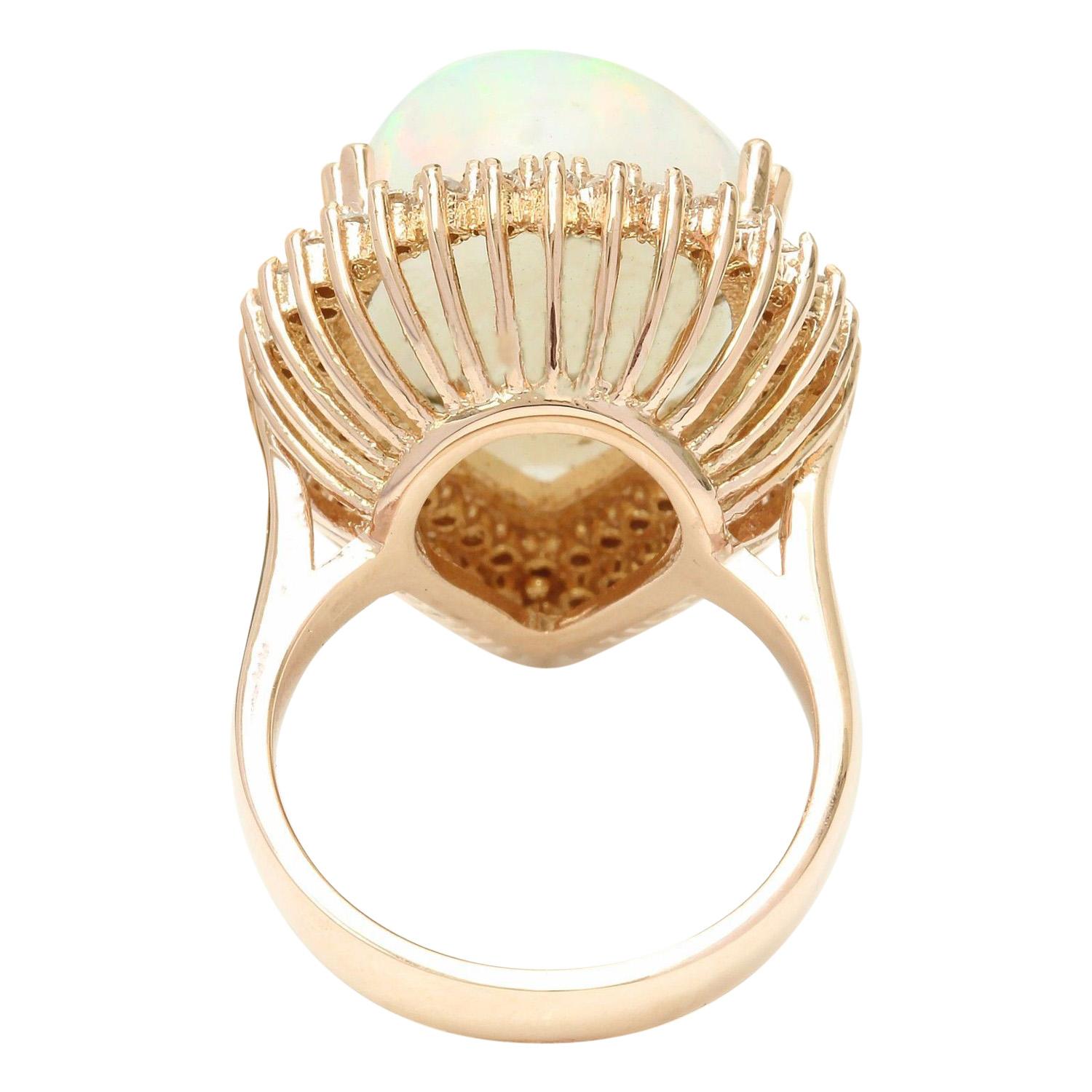 Pear Cut Opal Diamond Ring In 14 Karat Solid Rose Gold  For Sale