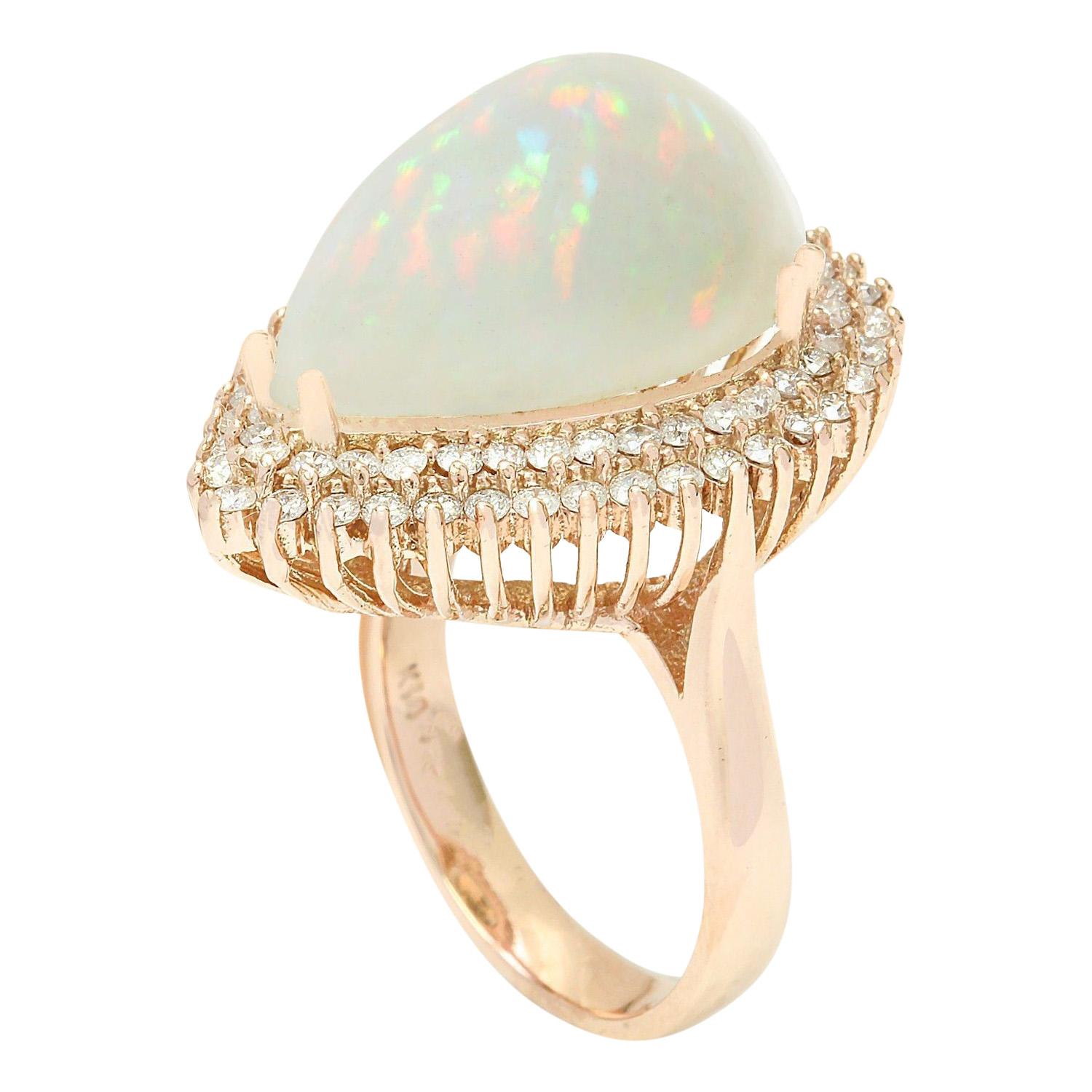 Opal Diamond Ring In 14 Karat Solid Rose Gold  In New Condition For Sale In Los Angeles, CA