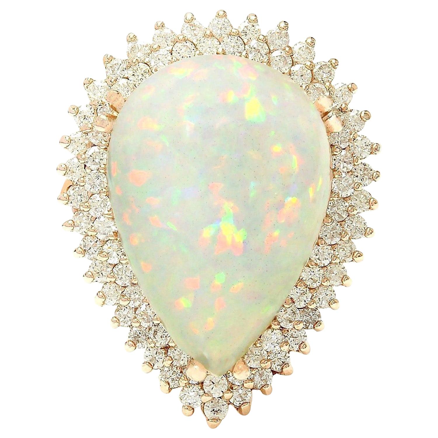 Opal Diamond Ring In 14 Karat Solid Rose Gold 