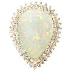 Opal Diamond Ring In 14 Karat Solid Rose Gold