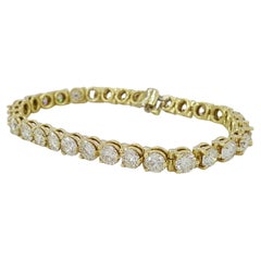 13.18ct Total Weight Round Brilliant Cut Diamond 18k Yellow Gold Tennis Bracele