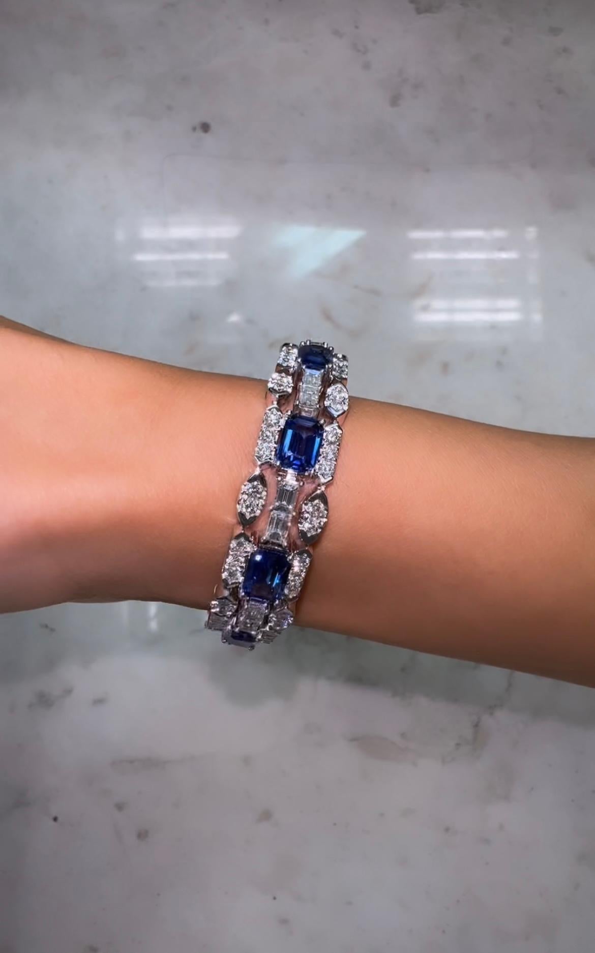 royal blue hued premium blue ceylon sapphire bracelet