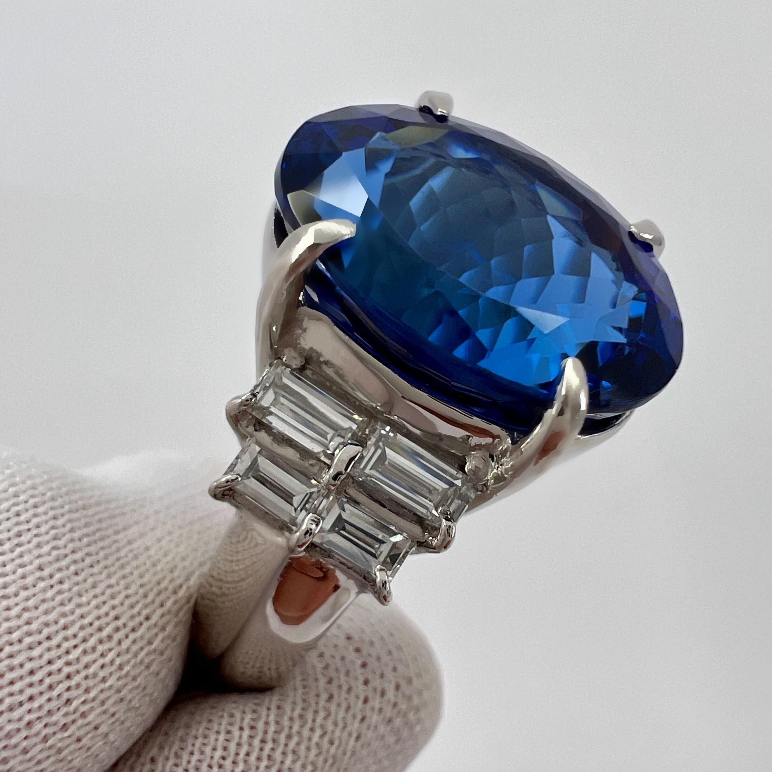 13.18ct Nature Vivid Diamonds AAA+ Tanzanite Oval Cut Diamond Cocktail Ring en vente 5