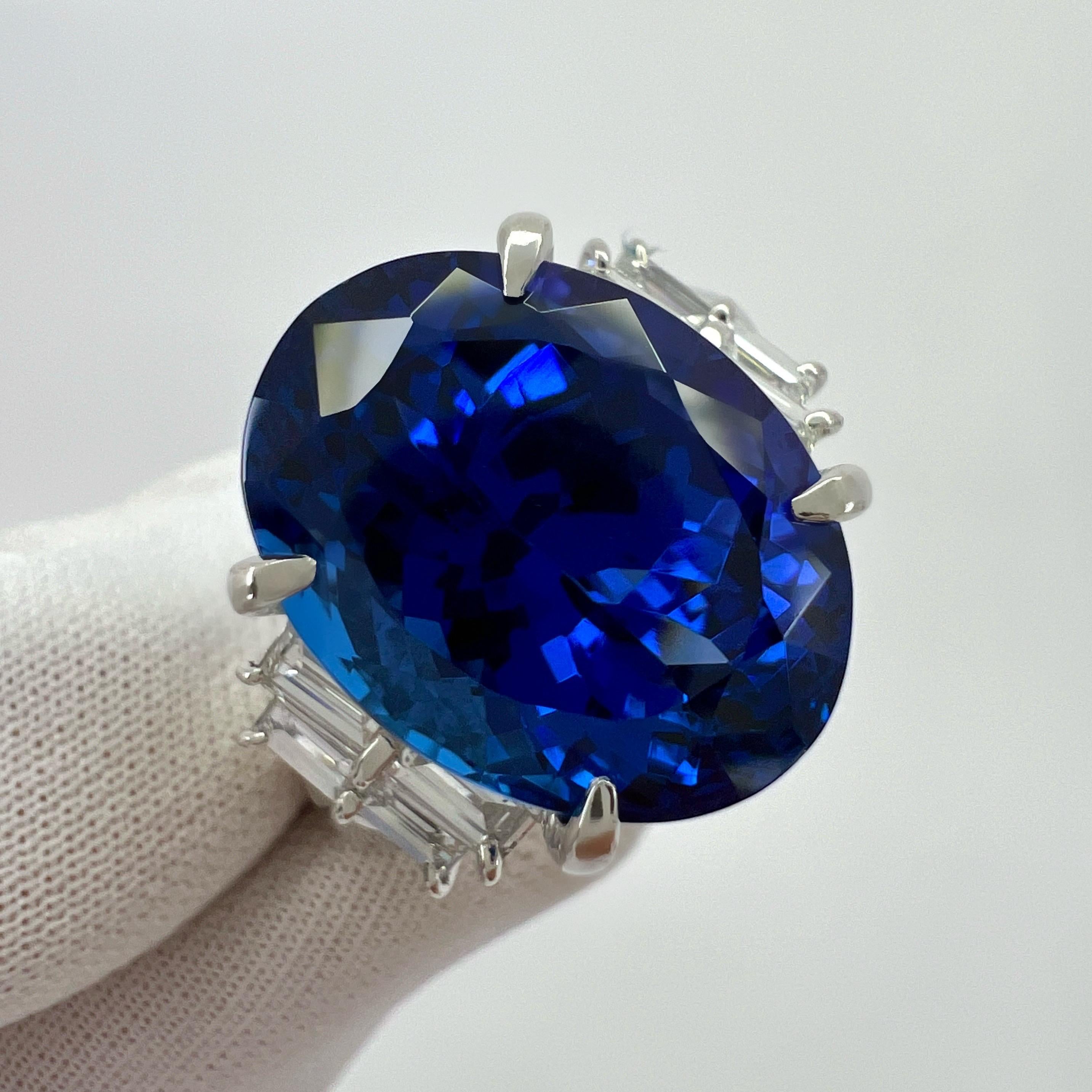 13.18ct Nature Vivid Diamonds AAA+ Tanzanite Oval Cut Diamond Cocktail Ring en vente 6