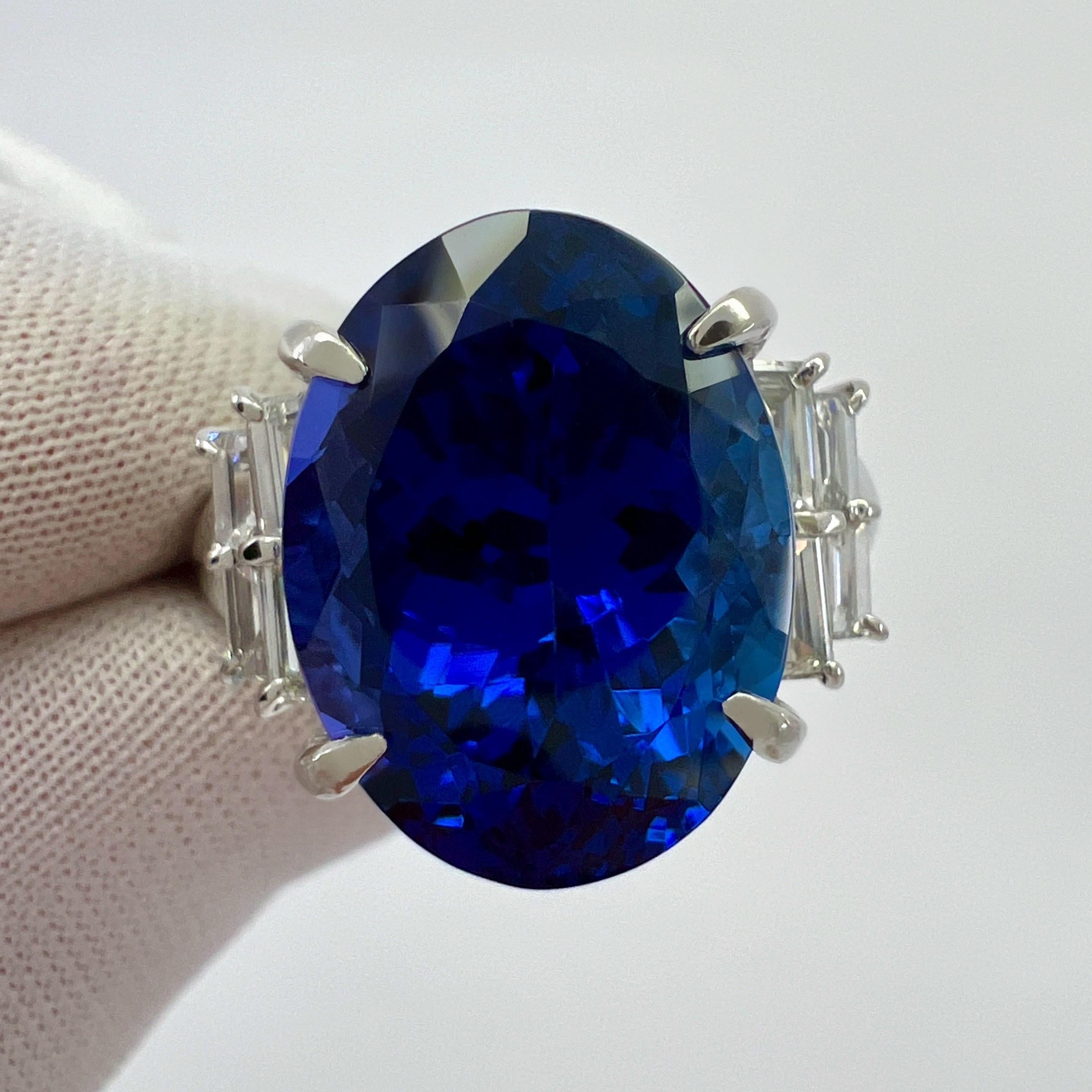 13.18ct Nature Vivid Diamonds AAA+ Tanzanite Oval Cut Diamond Cocktail Ring en vente 7