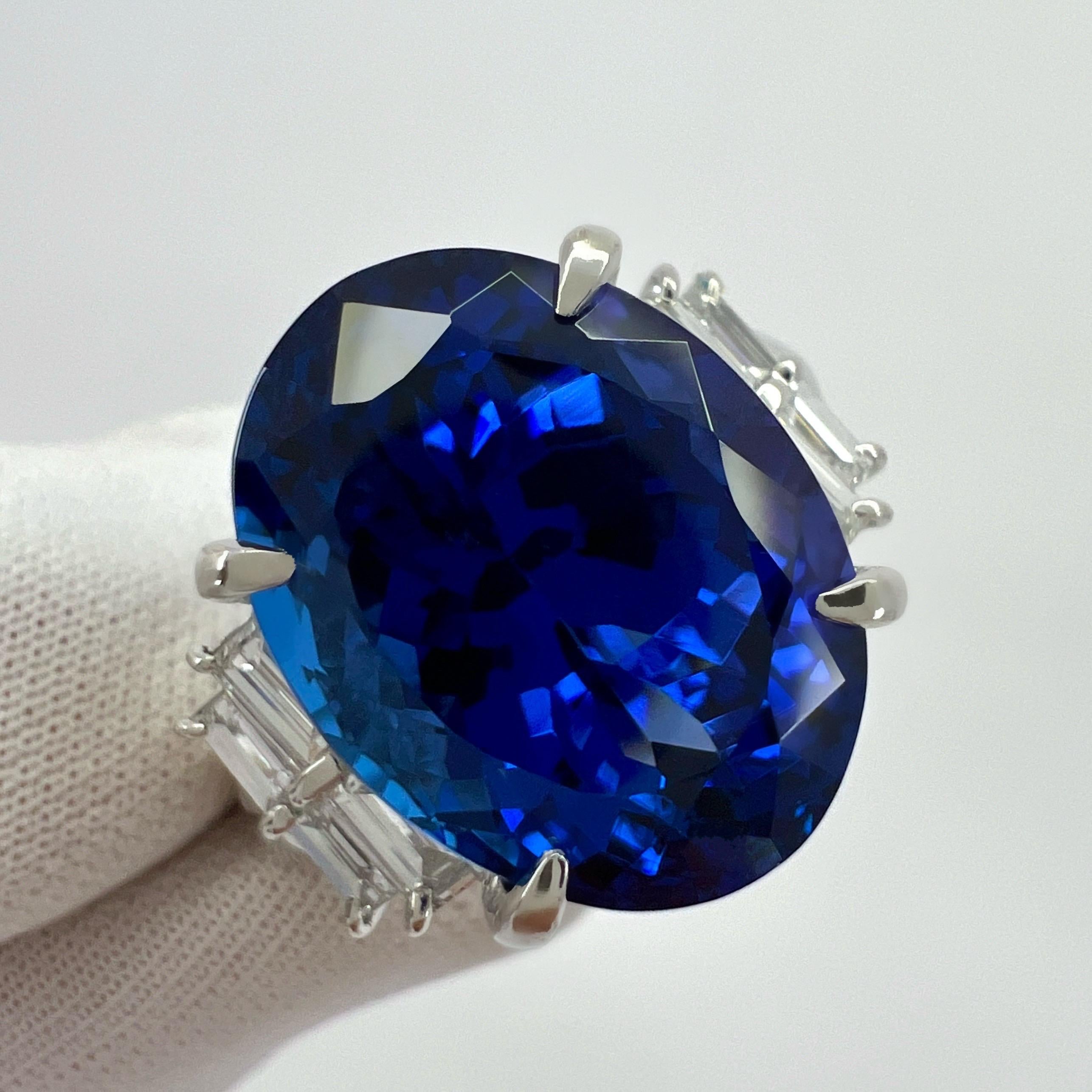 13.18ct Nature Vivid Diamonds AAA+ Tanzanite Oval Cut Diamond Cocktail Ring en vente 1