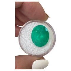 13.19 Carat 17x14 Medium Green Colombian Emerald - Oval Cut May Birthstone Gem