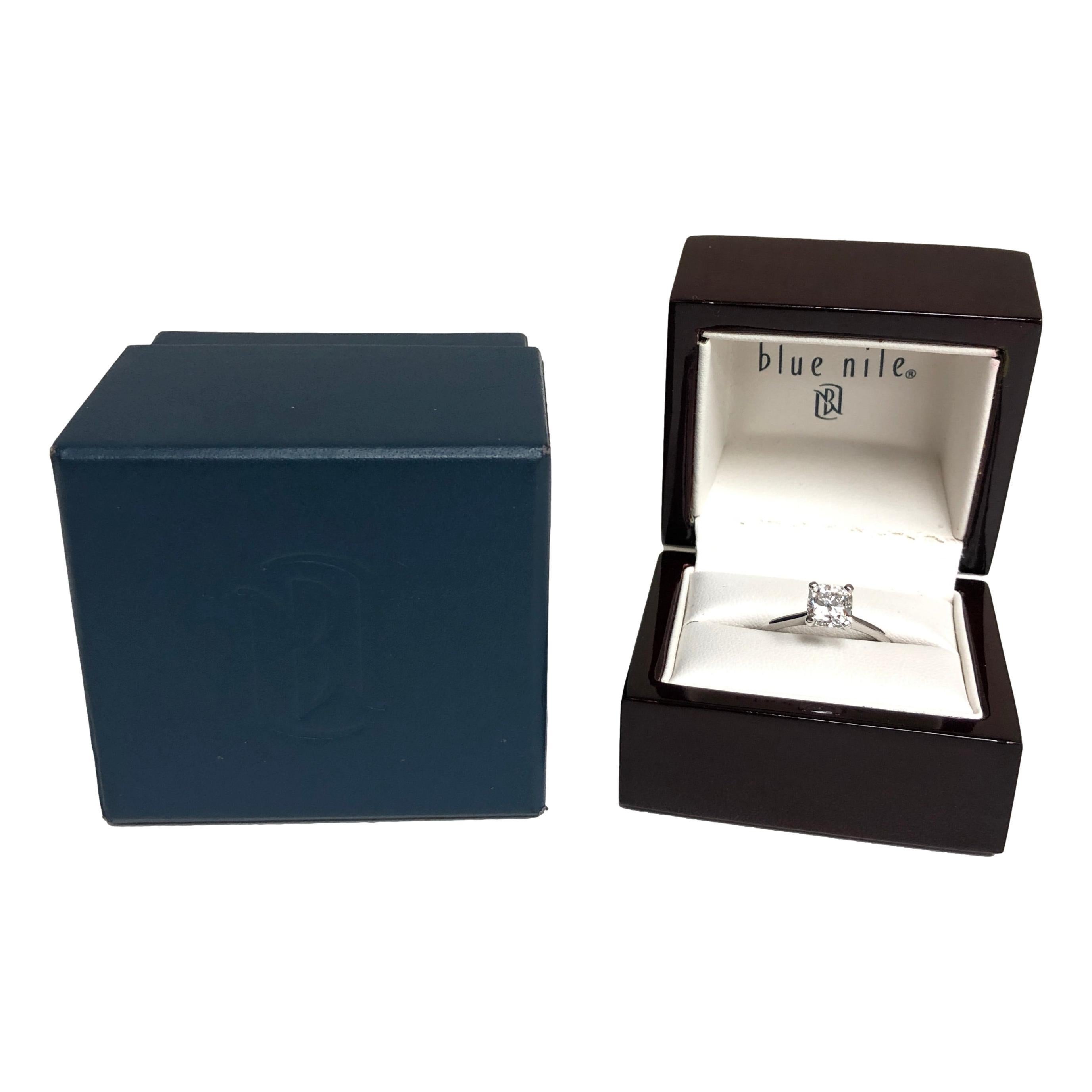 1.31ct Blue Nile Astor Cushion Diamond Engagement Ring F VS2 GIA in Platinum In Excellent Condition In New York, NY