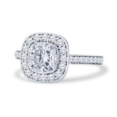 GIA Certified 1.31 Carat Cushion Cut F SI2 Diamond Engagement Ring