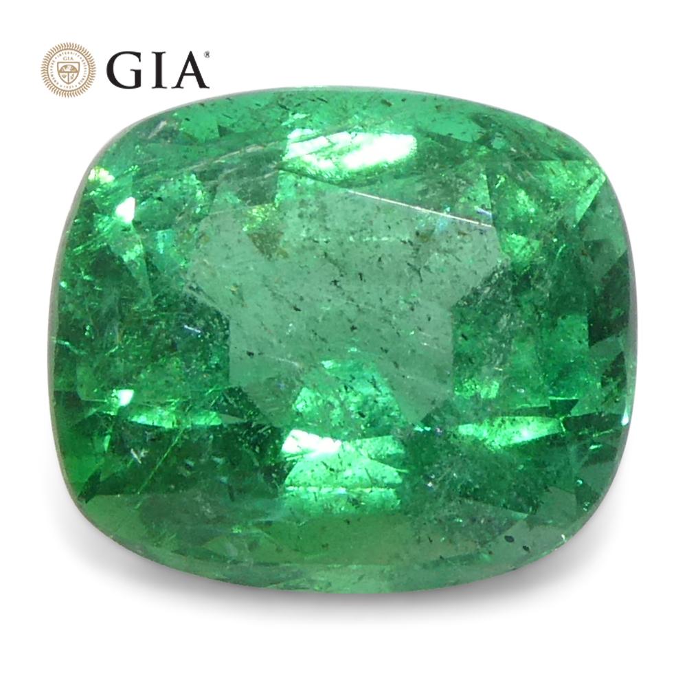 1,31ct Cushion Green Emerald GIA Certified Zambia (F2) in vendita 5