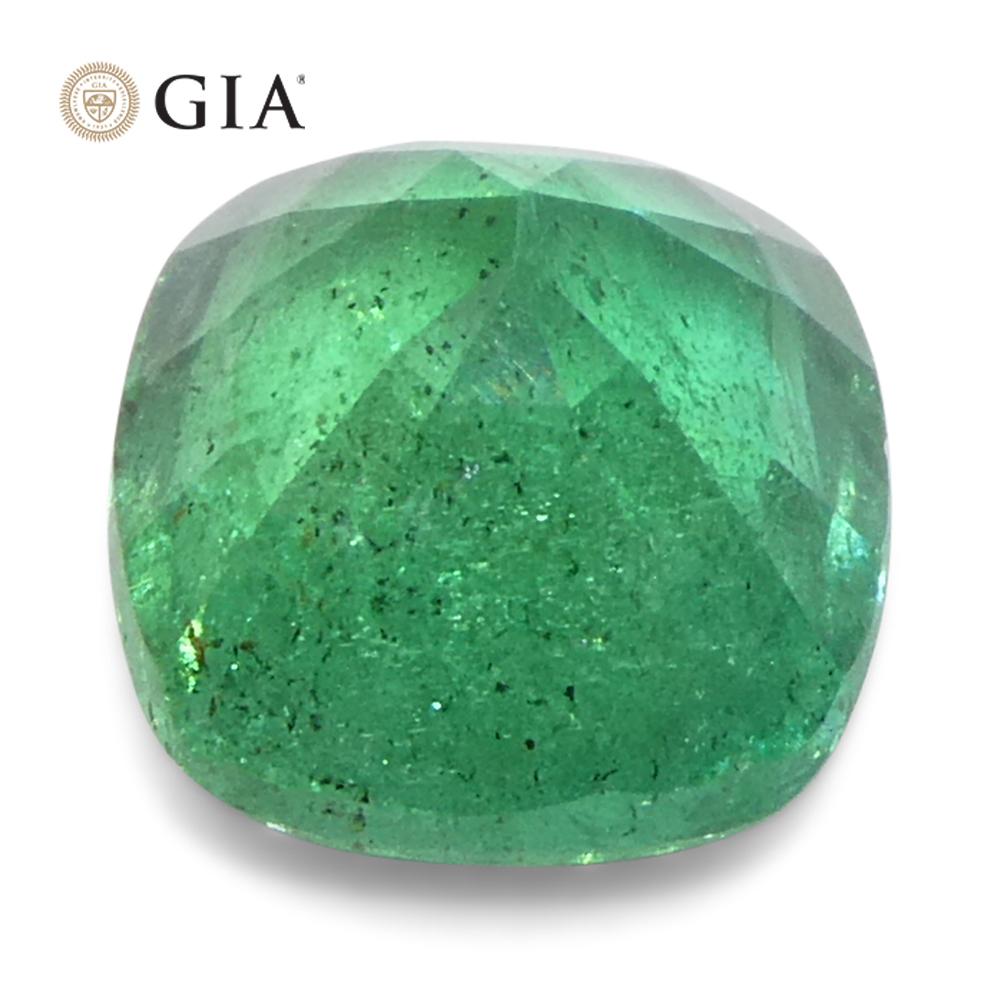 1,31ct Cushion Green Emerald GIA Certified Zambia (F2) in vendita 6
