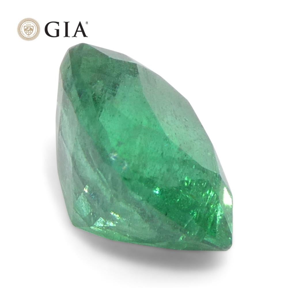 1,31ct Cushion Green Emerald GIA Certified Zambia (F2) in vendita 1