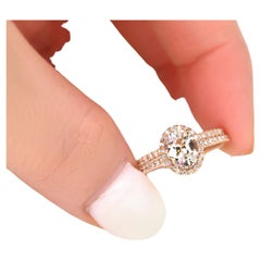 1.31ct Federella 14kt Peach Champagne Sapphire Diamonds Oval Halo Bridal Set