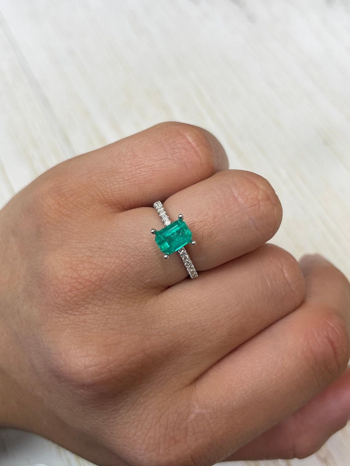 1.31ct Fine Muzo Green Emerald Cut Colombian Gem 8x6 Genuine May Birthstone For Sale 3