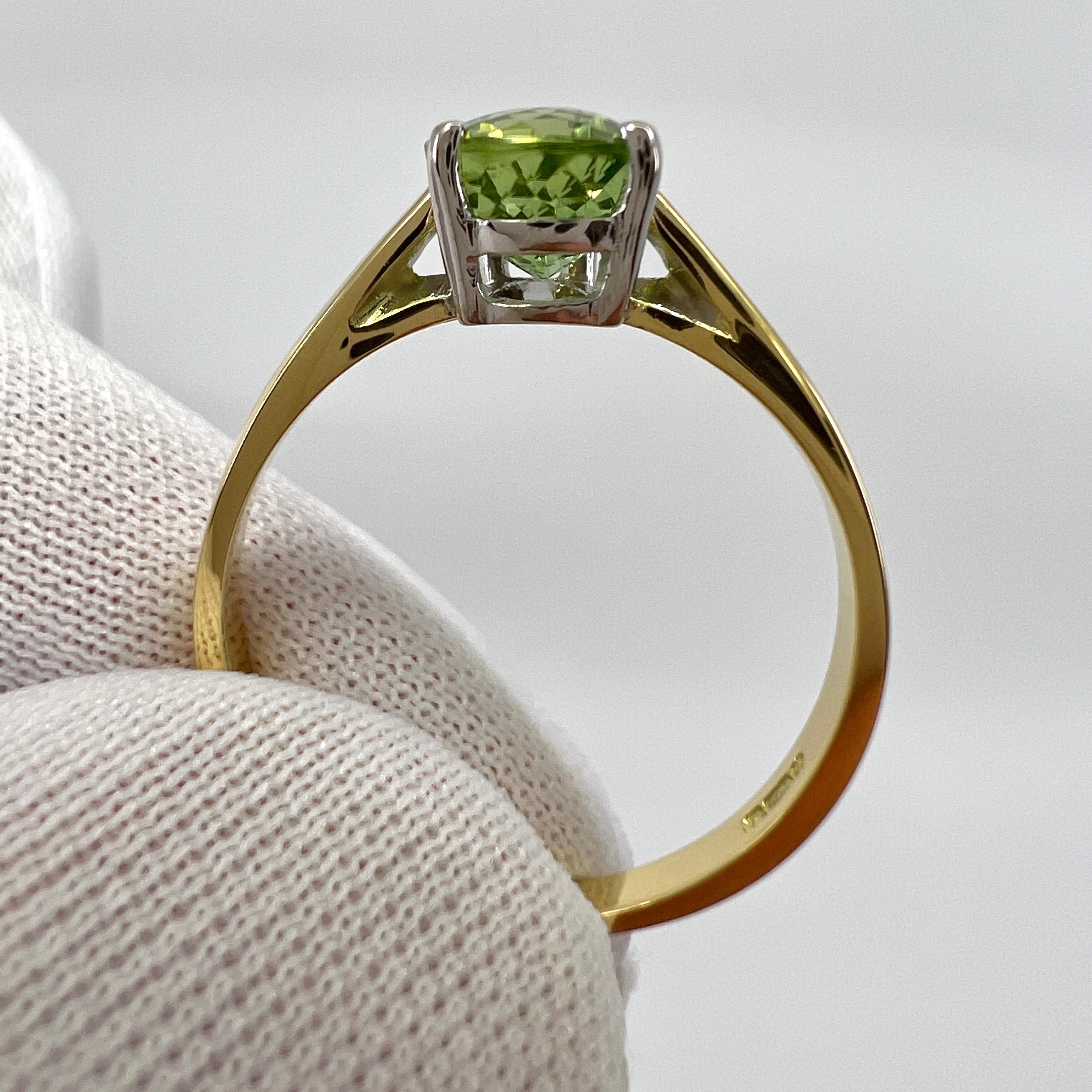 1.31ct Light Green Tourmaline Pear Cut 18k Yellow And White Gold Solitaire Ring In New Condition For Sale In Birmingham, GB